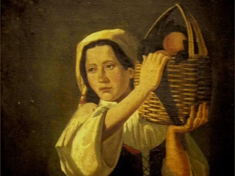 1837-Teresa de Saldanha - Ragazza con cesto sulla spalla